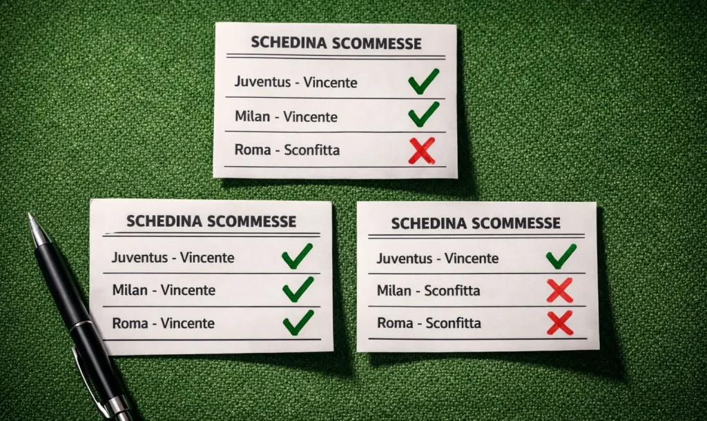 Sistema 2/3 scommesse sportive con calcolo vincite